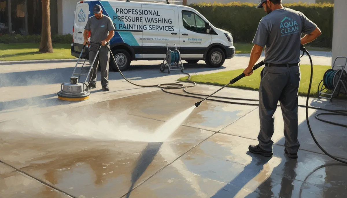 Concrete pressure cleaning in Evansville, IN for driveways, patios, and sidewalks by Evansville Paint Pros