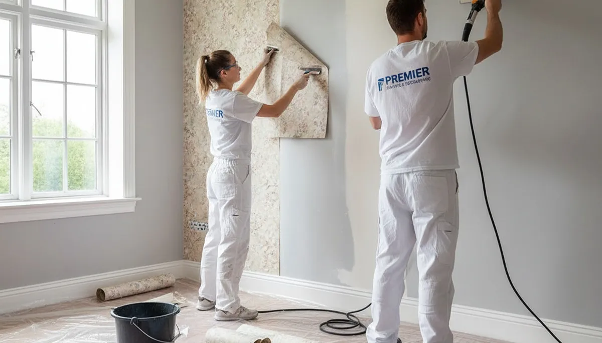 Wallpaper removal service in Evansville, IN by Evansville Paint Pros, preparing walls for repainting