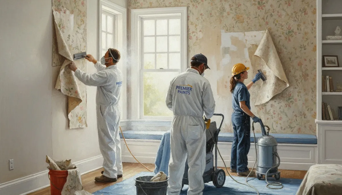 Wallpaper removal service in Evansville, IN by Evansville Paint Pros for clean wall prep